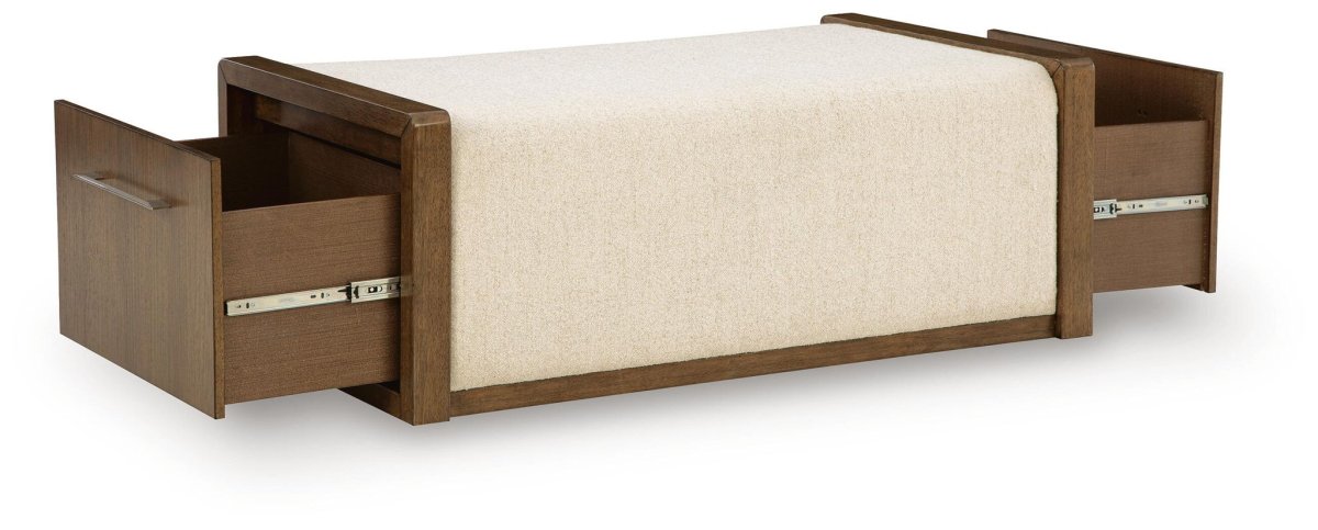 Marxmore - Upholstered Ottoman With Storage - Brown Storage Ottomans by Signature Design by Ashley® - Walls Furniture & Mattress