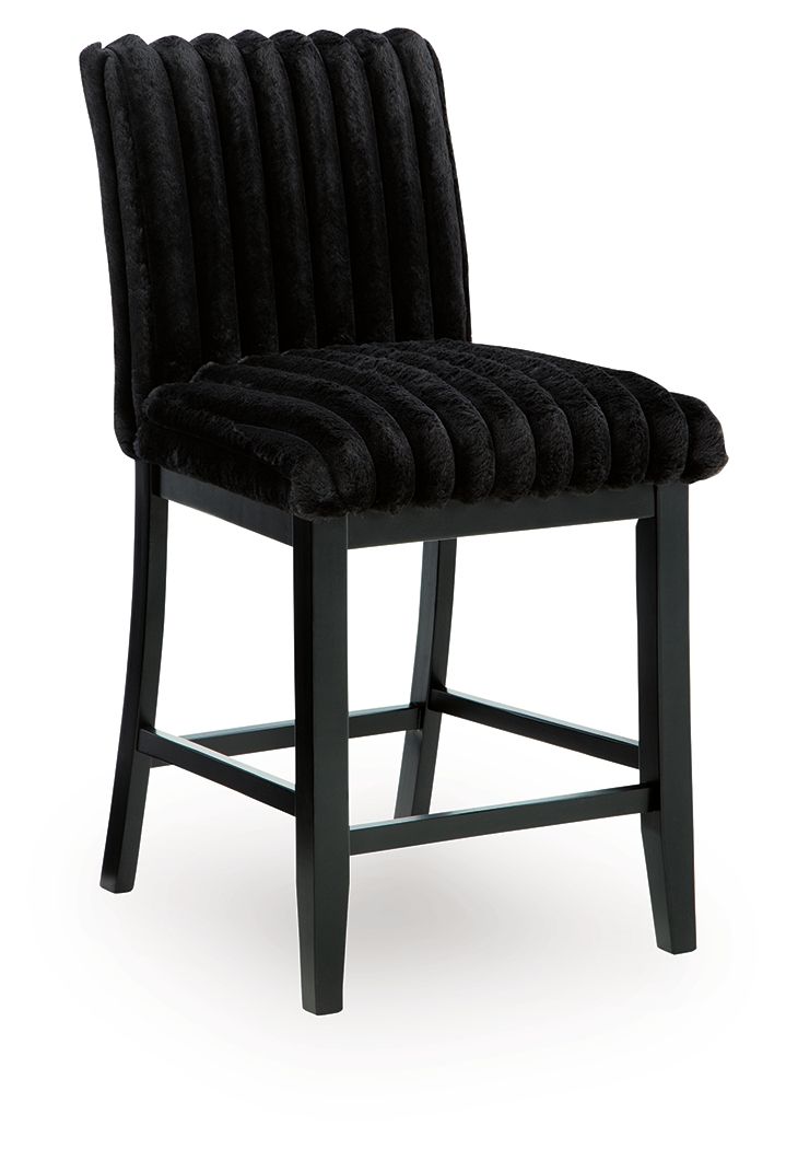 Mervannie - Upholstered Barstool (Set of 2) - Black Stool Sets by Signature Design by Ashley® - Walls Furniture & Mattress
