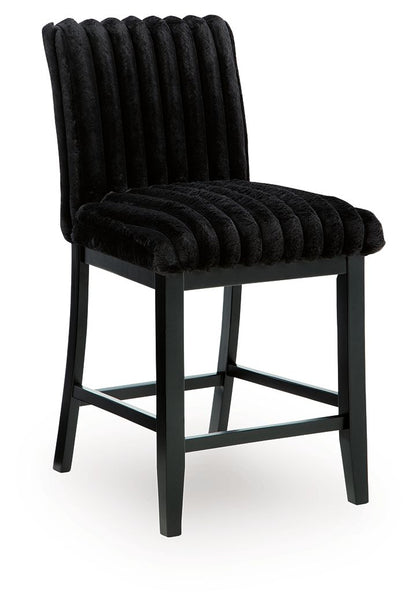 Mervannie - Upholstered Barstool (Set of 2) - Black Stool Sets by Signature Design by Ashley® - Walls Furniture & Mattress