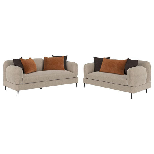 Jade - 2 Piece Chenille Upholstered Sofa Set Stationary Sofas & Loveseats by Coaster Fine Furniture - Walls Furniture & Mattress
