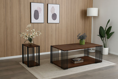 Vertex - Rectangular 3 Piece Occasional Set (1 Coffee & 2 End Tables) - Brown / Black