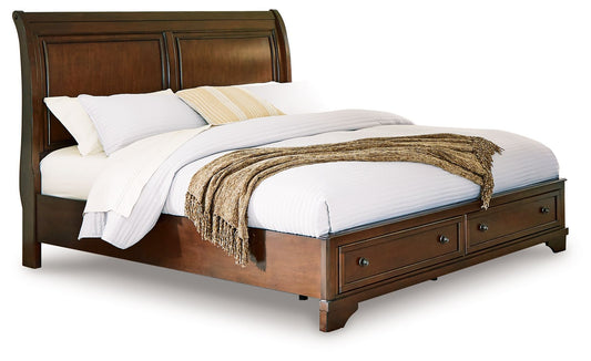 Trellington - Brown - Queen Sleigh Storage Bed