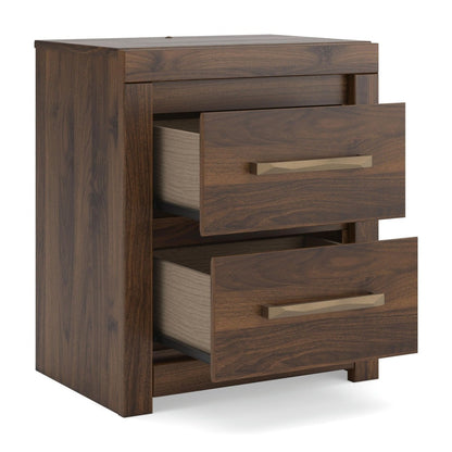 Janfyn - Two Drawer Night Stand - Brown Nightstands w/ Charging Stations by Signature Design by Ashley® - Walls Furniture & Mattress