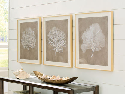 Hendridge - Taupe / White - Wall Art Set (Set of 3) Framed Print Sets by Signature Design by Ashley® - Walls Furniture & Mattress