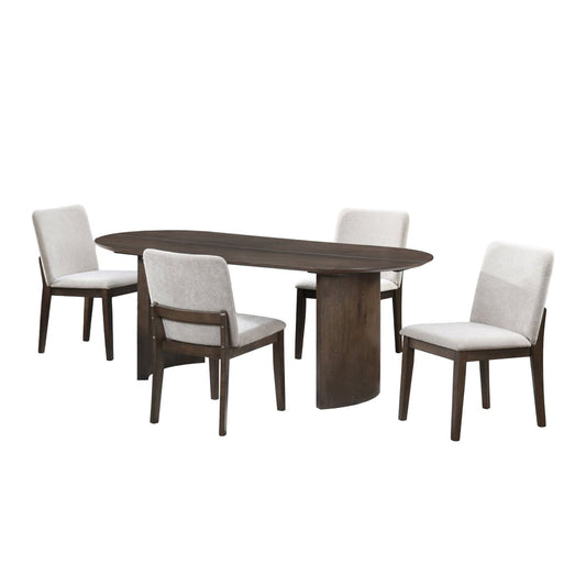 Kody - 79" Oval Fixed-Top Dining Table Set 5 Piece Dining Room Sets by New Classic - Walls Furniture & Mattress