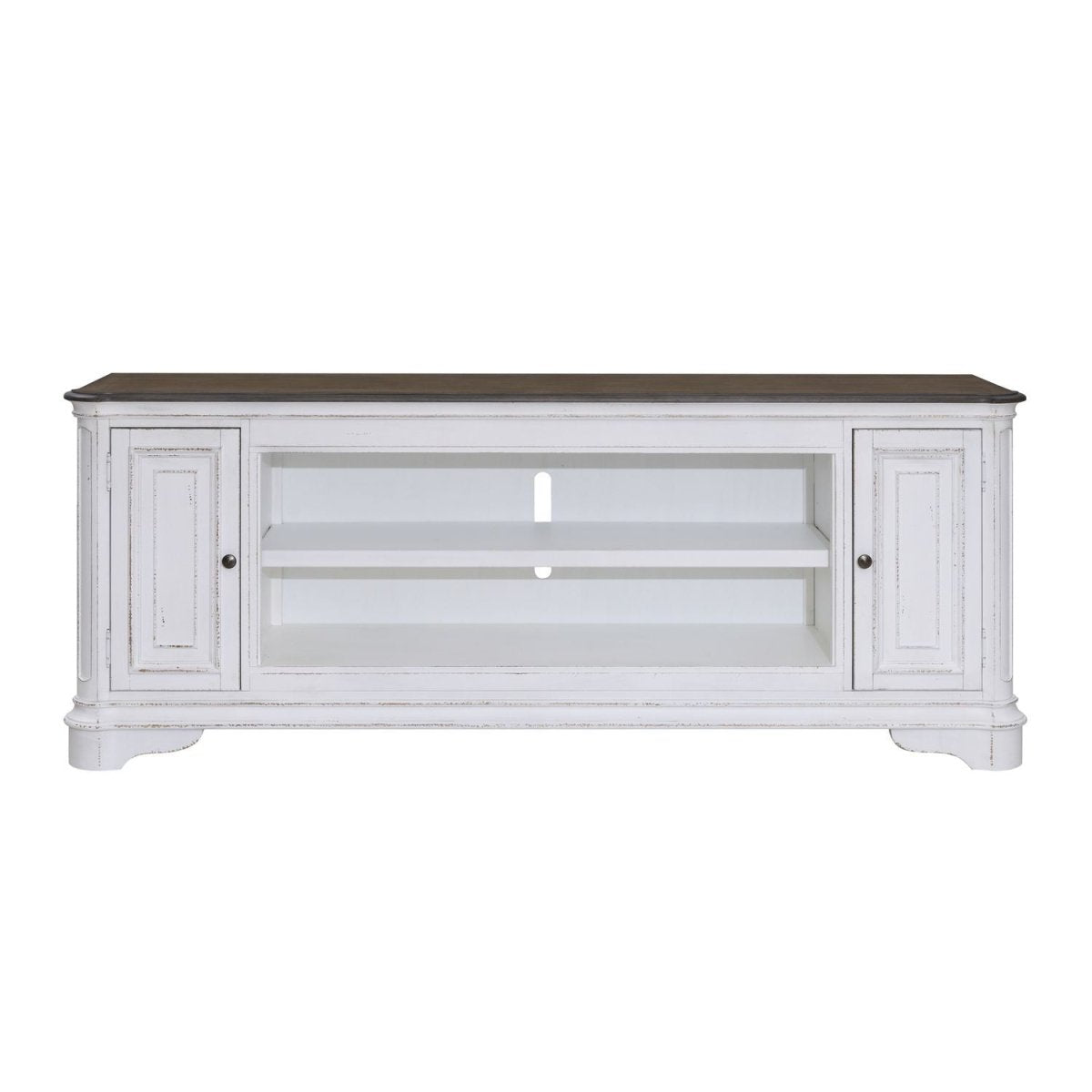 Fireplace TV Consoles - 82" Fireplace TV Console FTS - Brown Fireplace TV Stands by Liberty Furniture - Walls Furniture & Mattress