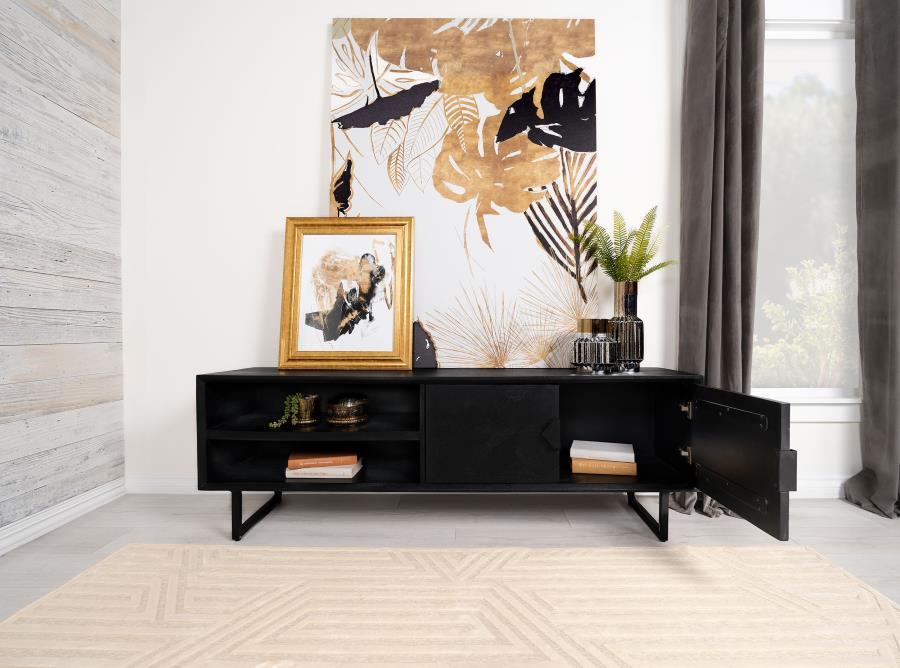 Marsden - 2 Door Mango Wood TV Stand - Charcoal Black TV Stands by Coaster Fine Furniture - Walls Furniture & Mattress