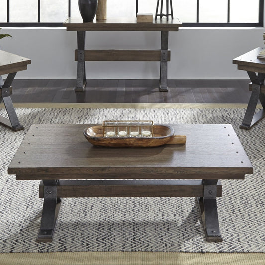 Sonoma Road - Rectangular Cocktail Table - Light Brown Cocktail Tables by Liberty Furniture - Walls Furniture & Mattress