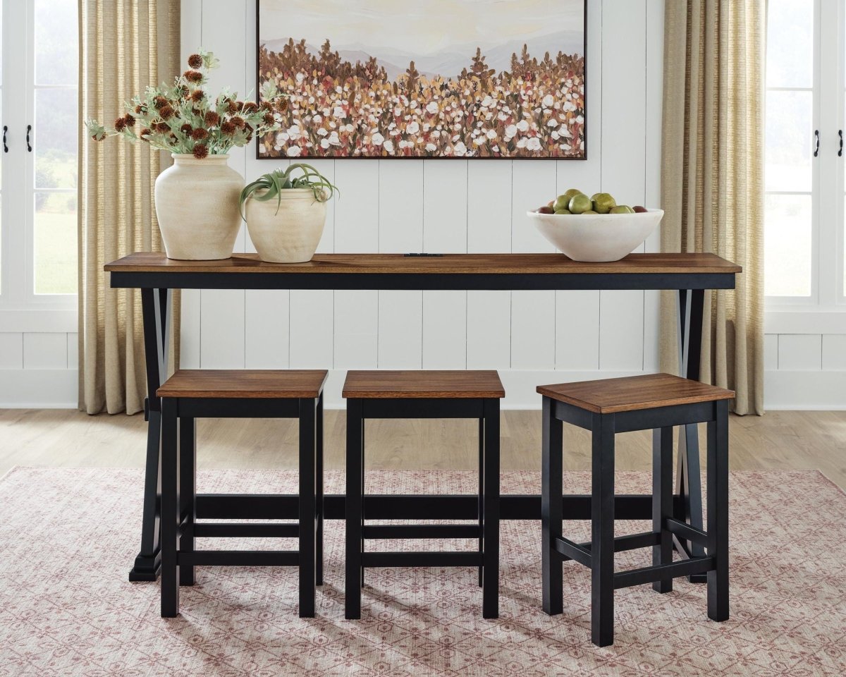 Wildenauer - Rectangular Dining Room Counter Table Set (Set of 4) - Brown / Black 4 Piece Dining Room Sets by Signature Design by Ashley® - Walls Furniture & Mattress