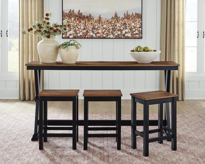 Wildenauer - Rectangular Dining Room Counter Table Set (Set of 4) - Brown / Black 4 Piece Dining Room Sets by Signature Design by Ashley® - Walls Furniture & Mattress