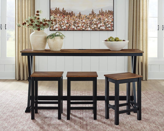 Wildenauer - Rectangular Dining Room Counter Table Set (Set of 4) - Brown / Black 4 Piece Dining Room Sets by Signature Design by Ashley® - Walls Furniture & Mattress
