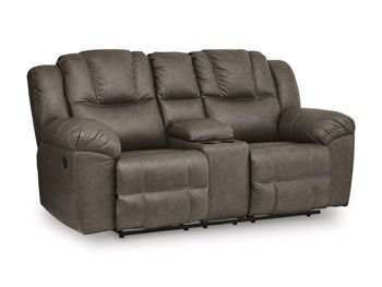 Lowilla - Double Reclining Loveseat With Console - Driftwood Reclining Loveseats by Signature Design by Ashley® - Walls Furniture & Mattress