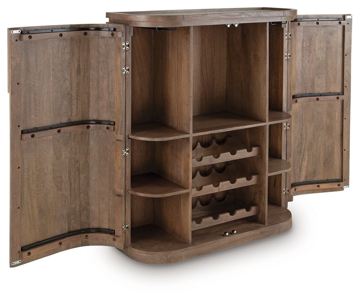 Landermont - Medium Brown - Bar Cabinet Wine Cabinets by Signature Design by Ashley® - Walls Furniture & Mattress