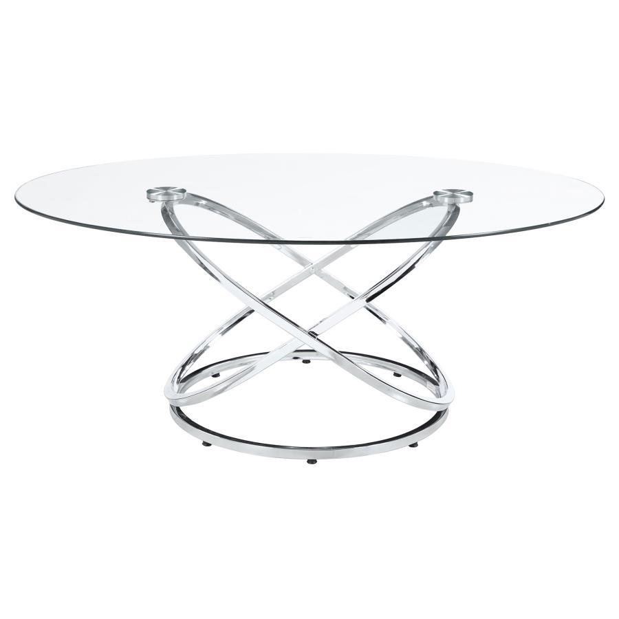 Warren - 3 Piece Oval Glass Top Coffee Table Set - Chrome Table Sets by CoasterEssence - Walls Furniture & Mattress