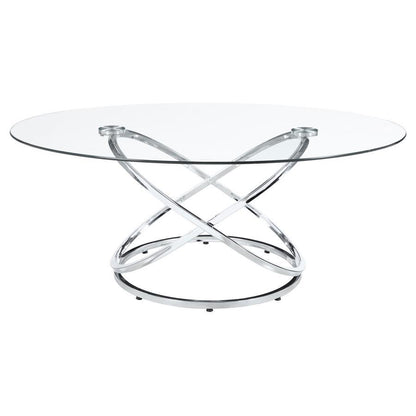 Warren - 3 Piece Oval Glass Top Coffee Table Set - Chrome Table Sets by CoasterEssence - Walls Furniture & Mattress