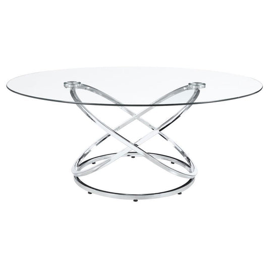 Warren - 3 Piece Oval Glass Top Coffee Table Set - Chrome Table Sets by CoasterEssence - Walls Furniture & Mattress