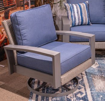 Half Moon Beach - Blue / Gray - Swivel Lounge With Cushion Swivel Chairs by Signature Design by Ashley® - Walls Furniture & Mattress