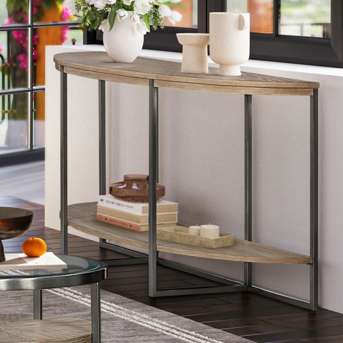 Paran Place - Demilune Sofa Table - Natural Sofa Tables by Liberty Furniture - Walls Furniture & Mattress