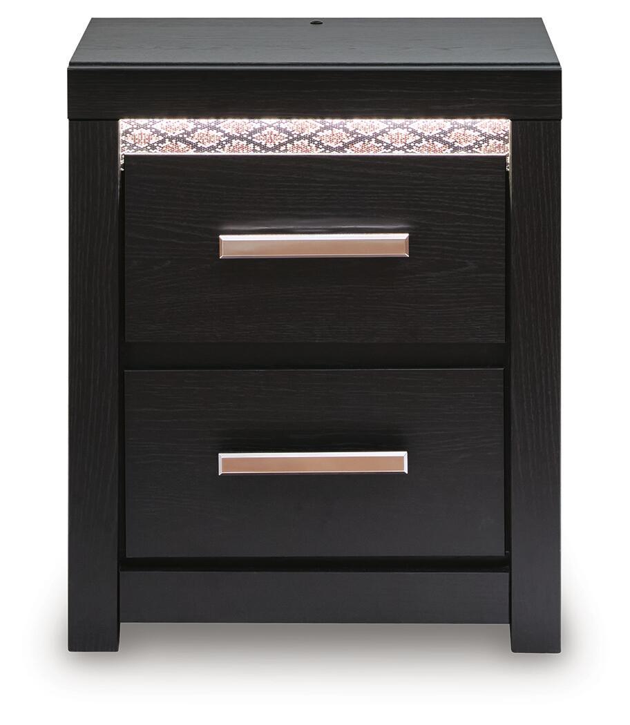 Shoralli - Two Drawer Night Stand - Black Nightstands w/ Charging Stations by Signature Design by Ashley® - Walls Furniture & Mattress