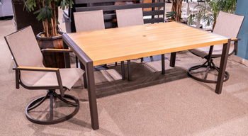 Carmel Highlands - Dark Brown - Rectangular Dining Table With Umbrella Option Dining Tables by Signature Design by Ashley® - Walls Furniture & Mattress