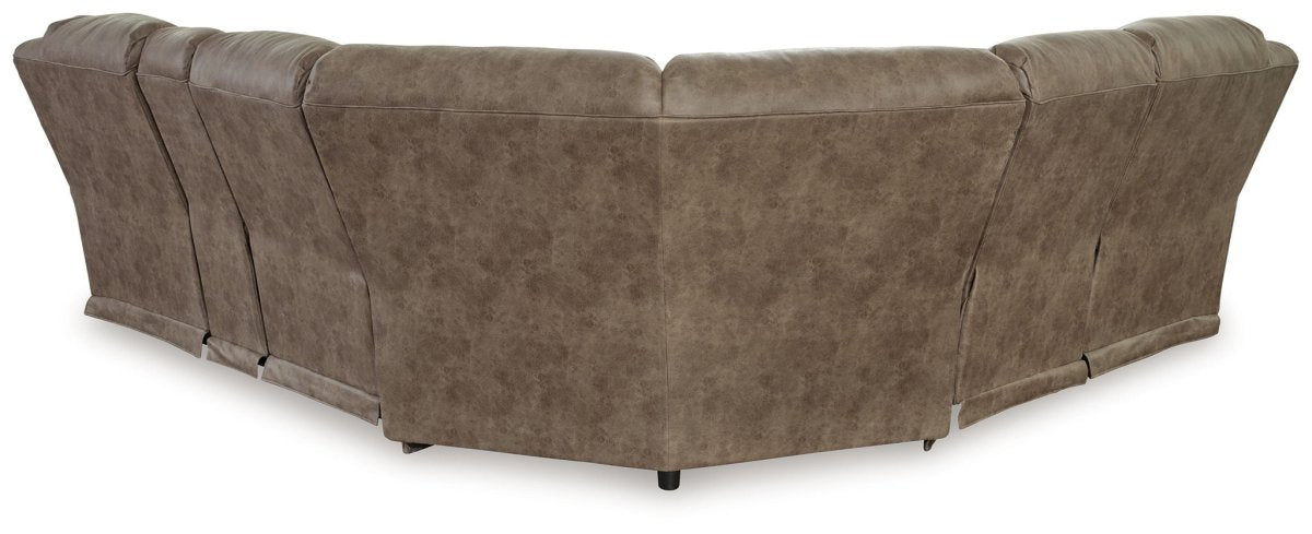 Ravenel - 3 - Piece Power Reclining Sectional With Raf Power Reclining Loveseat With Console - Faux Leather - Fossil Reclining Sectionals by Signature Design by Ashley® - Walls Furniture & Mattress