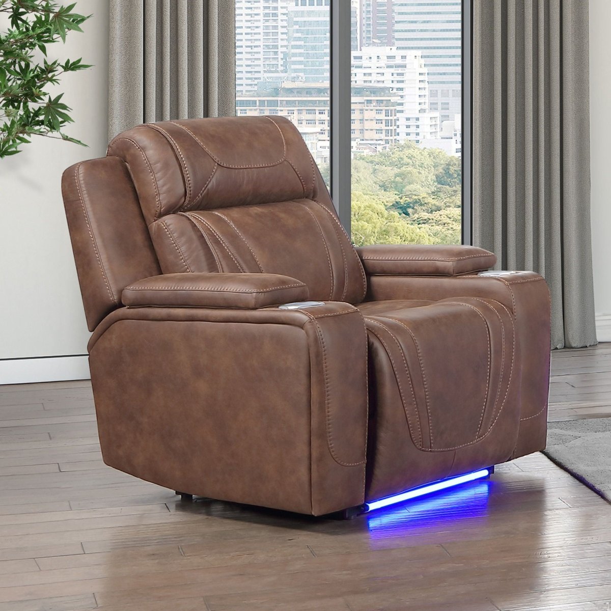 Carrow - Glider Recliner With Power Headrest & Footrest, Stereo, Massage - Brown Glider Chairs by New Classic - Walls Furniture & Mattress