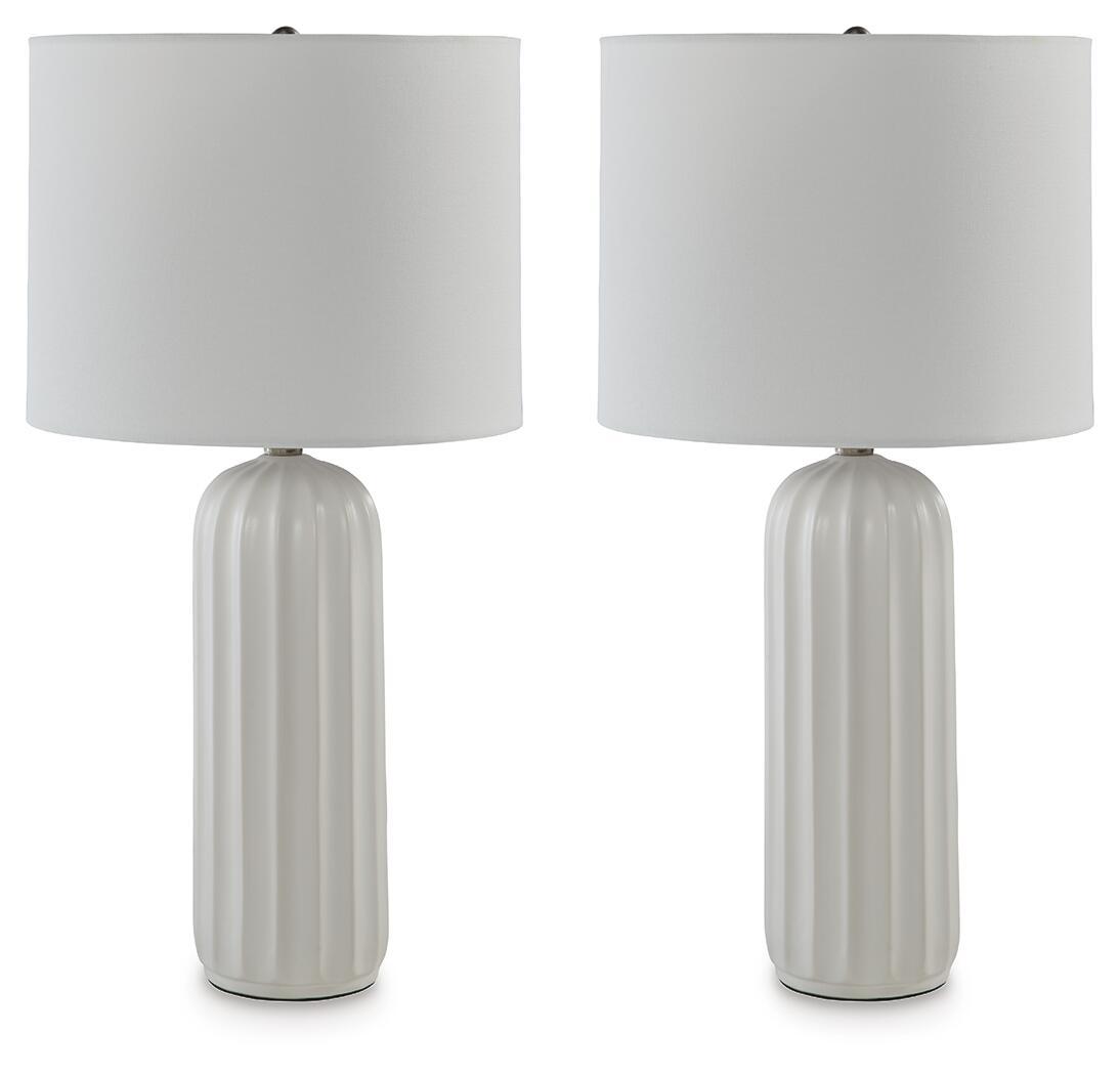 Clarkland - Ceramic Table Lamp (Set of 2) - White Table Lamps by Signature Design by Ashley® - Walls Furniture & Mattress