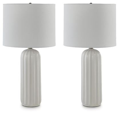 Clarkland - Ceramic Table Lamp (Set of 2) - White Table Lamps by Signature Design by Ashley® - Walls Furniture & Mattress