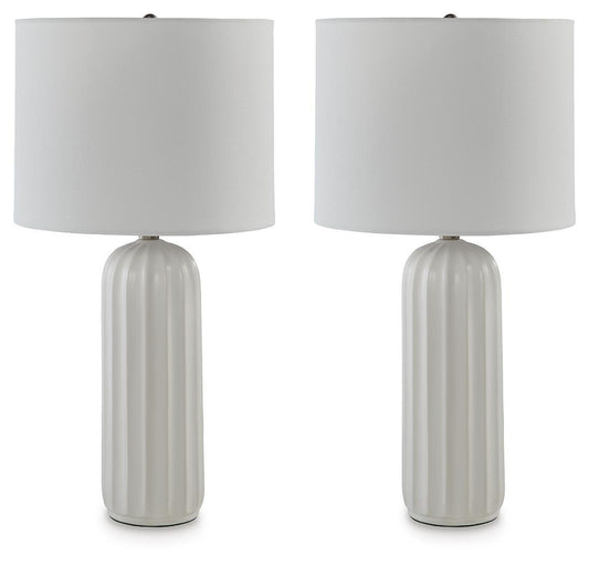 Clarkland - Ceramic Table Lamp (Set of 2) - White Table Lamps by Signature Design by Ashley® - Walls Furniture & Mattress