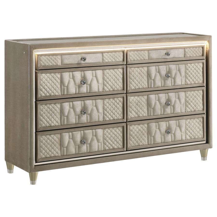 Lorient - 8 - Drawer LED Bedroom Dresser Cabinet Dressers by Coaster Fine Furniture - Walls Furniture & Mattress