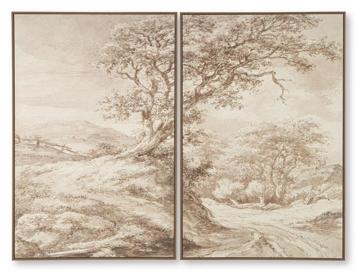 Stormish - Wall Art Set (Set of 2) - Beige / Brown Canvas Art Sets by Signature Design by Ashley® - Walls Furniture & Mattress