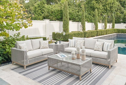 Seton Creek - 4 Pc. - Lounge Set - Gray 4 Piece Outdoor Sets by Signature Design by Ashley® - Walls Furniture & Mattress