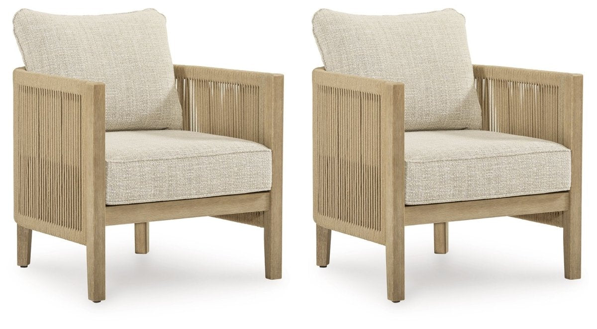 Spooners Cove - Lounge Chair With Cushion (Set of 2) - Beige Chair Sets by Signature Design by Ashley® - Walls Furniture & Mattress