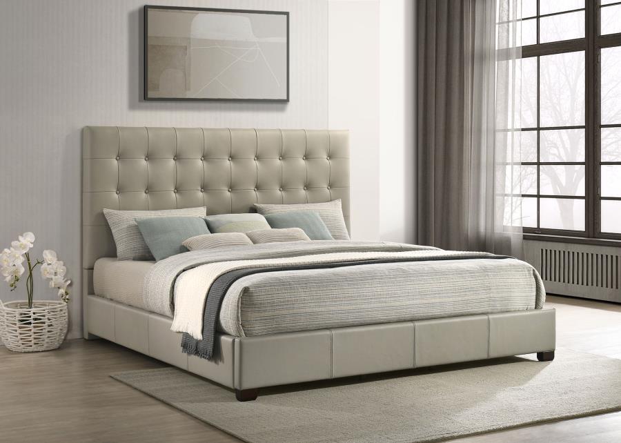 Medley - Genuine Leather Platform Bed Upholstered Beds by Coaster Fine Furniture - Walls Furniture & Mattress