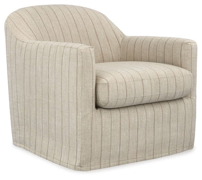Valwick - Swivel Accent Chair - Cream / Brown Swivel Chairs by Signature Design by Ashley® - Walls Furniture & Mattress