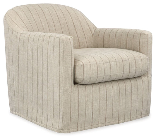 Valwick - Swivel Accent Chair - Cream / Brown Swivel Chairs by Signature Design by Ashley® - Walls Furniture & Mattress