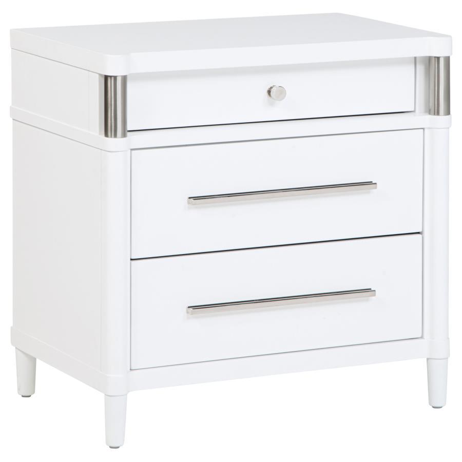 Gracemont - 3 - Drawer Bedroom Nightstand Bedside Table - White Accent Nightstands by Coaster Fine Furniture - Walls Furniture & Mattress