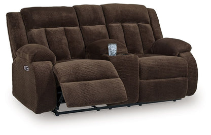 Free Wake - Double Relcining Power Loveseat With Console - Chocolate Reclining Loveseats by Signature Design by Ashley® - Walls Furniture & Mattress