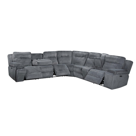 Teddy - 3 Piece Power Sectional - Gray Reclining Sectionals by New Classic - Walls Furniture & Mattress