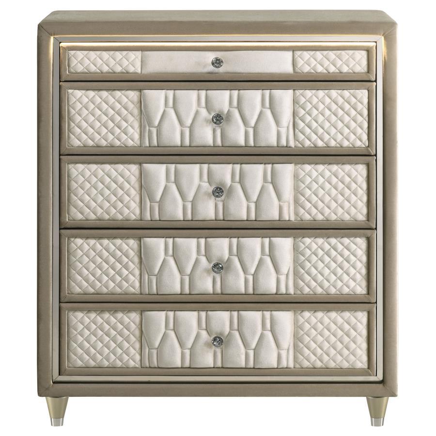 Lorient - 5 - Drawer LED Chest Of Drawers - Ivory And Camel Accent Chests by Coaster Fine Furniture - Walls Furniture & Mattress
