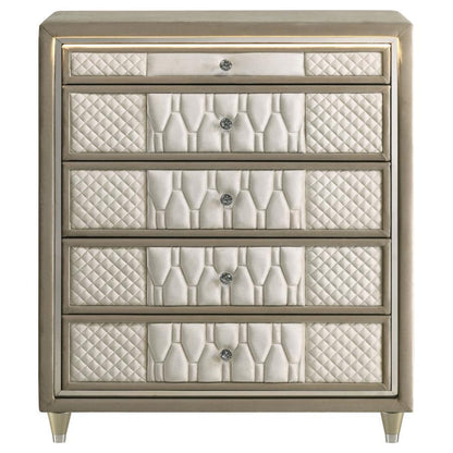 Lorient - 5 - Drawer LED Chest Of Drawers - Ivory And Camel Accent Chests by Coaster Fine Furniture - Walls Furniture & Mattress