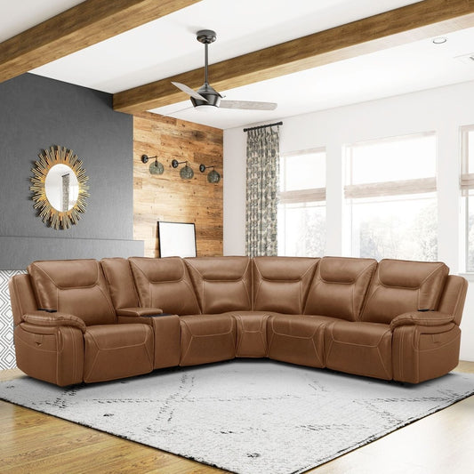 Callihan - 6 Piece Sectional - Brown Reclining Sectionals by Liberty Furniture - Walls Furniture & Mattress