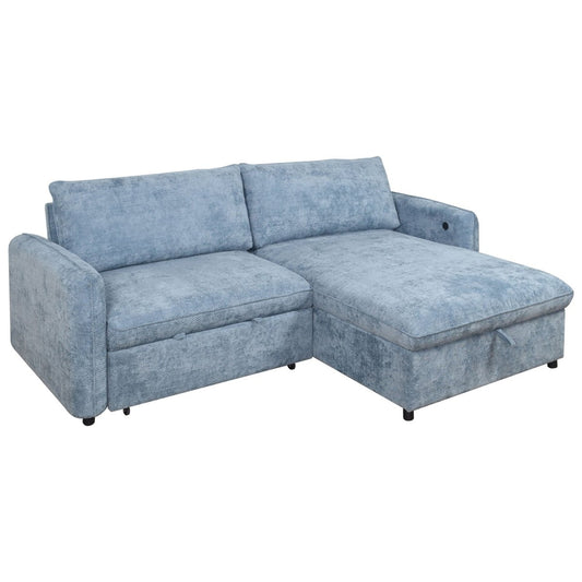 Finn - 2 Piece Sectional (LAF Sofa/Chaise) - Blue Sleeper Sectionals by New Classic - Walls Furniture & Mattress