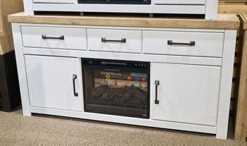 Savonport - XL TV Stand With Fireplace Option - White / Brown TV Stands by Signature Design by Ashley® - Walls Furniture & Mattress