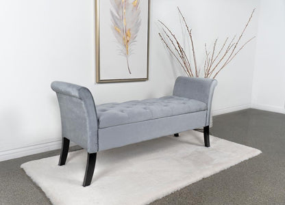 Farrah - Velvet Upholstered Rolled Arm Storage Bench Storage Benches by Coaster Fine Furniture - Walls Furniture & Mattress