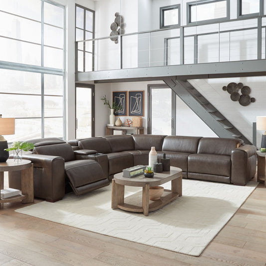 Deacon - 6 Piece Sectional - Boston Charcoal Leather Reclining Sectionals by Liberty Furniture - Walls Furniture & Mattress