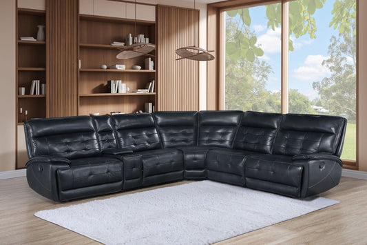 Warner - 3 Piece Manual Sectional - Black Reclining Sectionals by New Classic - Walls Furniture & Mattress