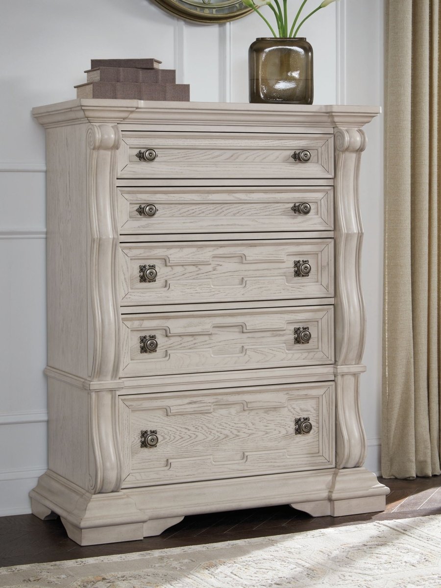 Bruchandi - Antique White - Five Drawer Chest Accent Chests by Signature Design by Ashley® - Walls Furniture & Mattress