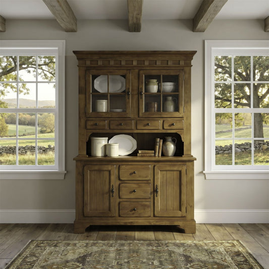 Treasures - Hutch & Buffet - Rustic Oak Hutches & Buffets by Liberty Furniture - Walls Furniture & Mattress