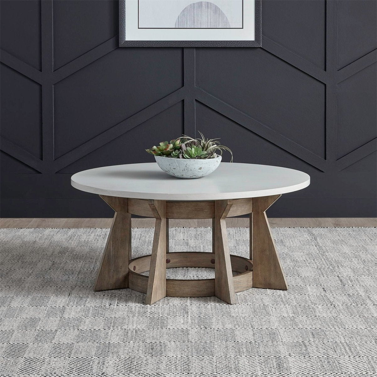 Berkley Square - Round Cocktail Table - Linen & Khaki Cocktail Tables by Liberty Furniture - Walls Furniture & Mattress